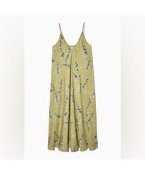 COS khaki and blue Floral Spaghetti Strap Maxi Dress- Feminine cute summer dress